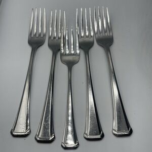 Set Of 4 SSS (+1 salad)By Oneida Maestro St Leger Stainless 7 1/4" Dinner Forks